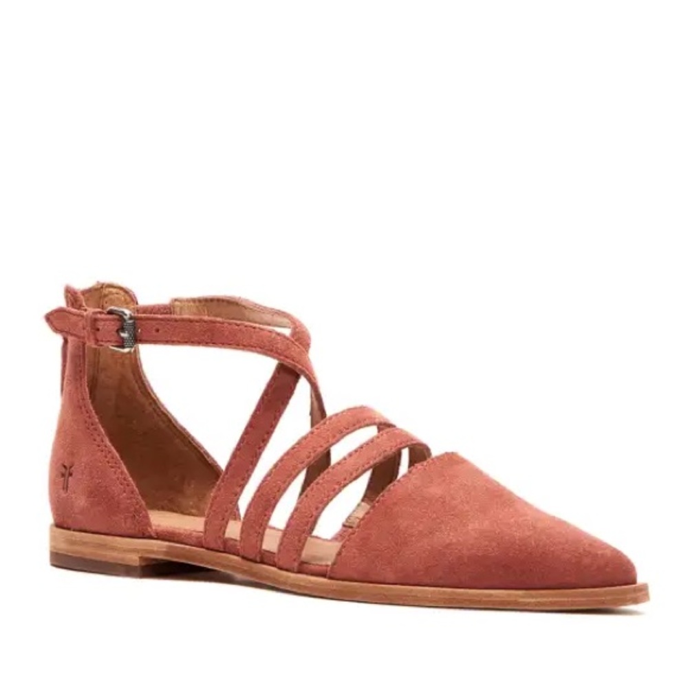 NWOT Frye Kenzie Moto Strappy Ballet Flats in Rose Size 6
